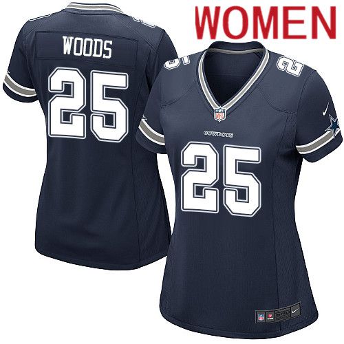 Women Dallas Cowboys 25 Xavier Woods Nike Navy Blue Team Game NFL Jersey